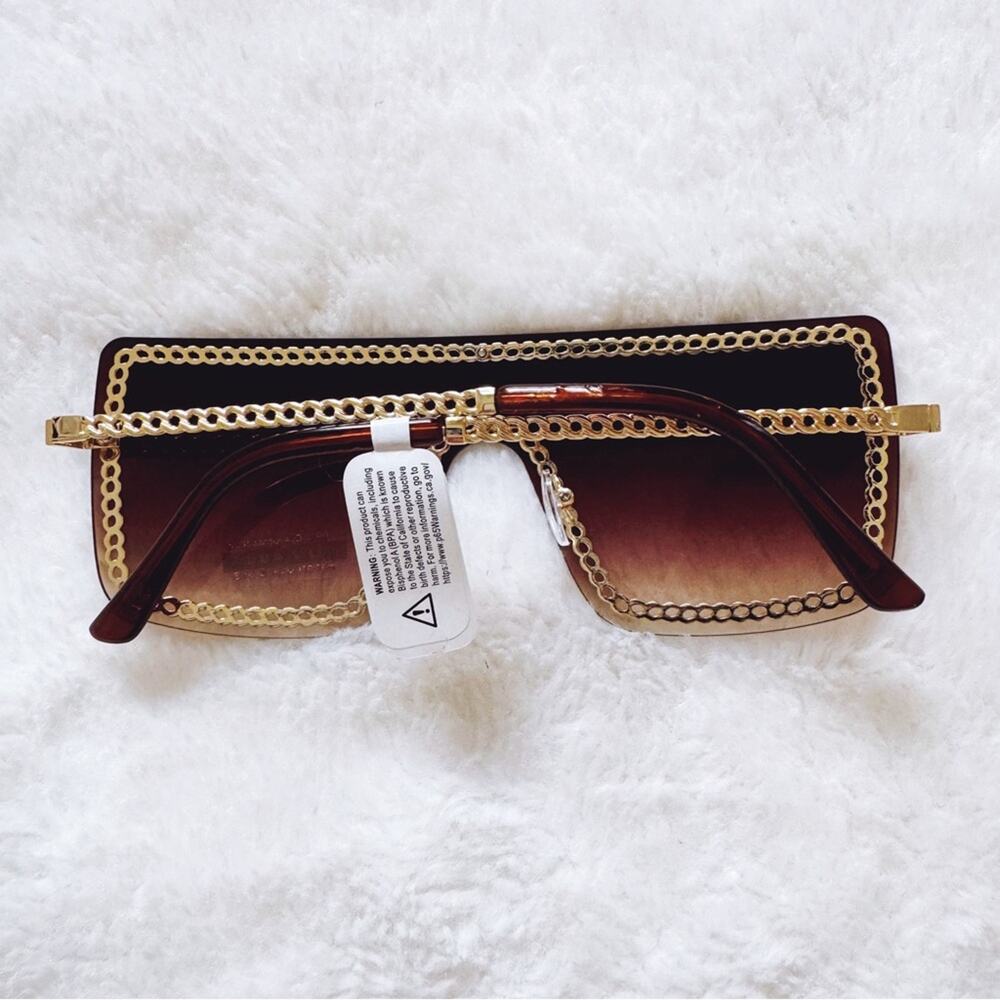 Christine Brown Chain Oversized Shield Sunglasses - Picture 11 of 12